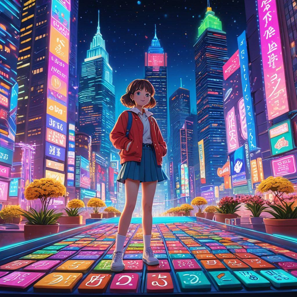 A whimsical illustration of a character in a vibrant adult anime setting, surrounded by bright, playful financial elements like coins and calculators, showcasing a balance between pleasure and smart financial choices. The background features anime-style cityscape and colorful, stylized graphics, inviting viewers into a world where enjoyment meets practicality. super-realistic. vibrant colors. anime style.